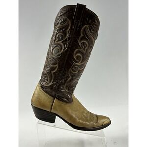 Nocona Cowboy Boots Men's Size 10.5B Brown and Tan Leather Western Vintage